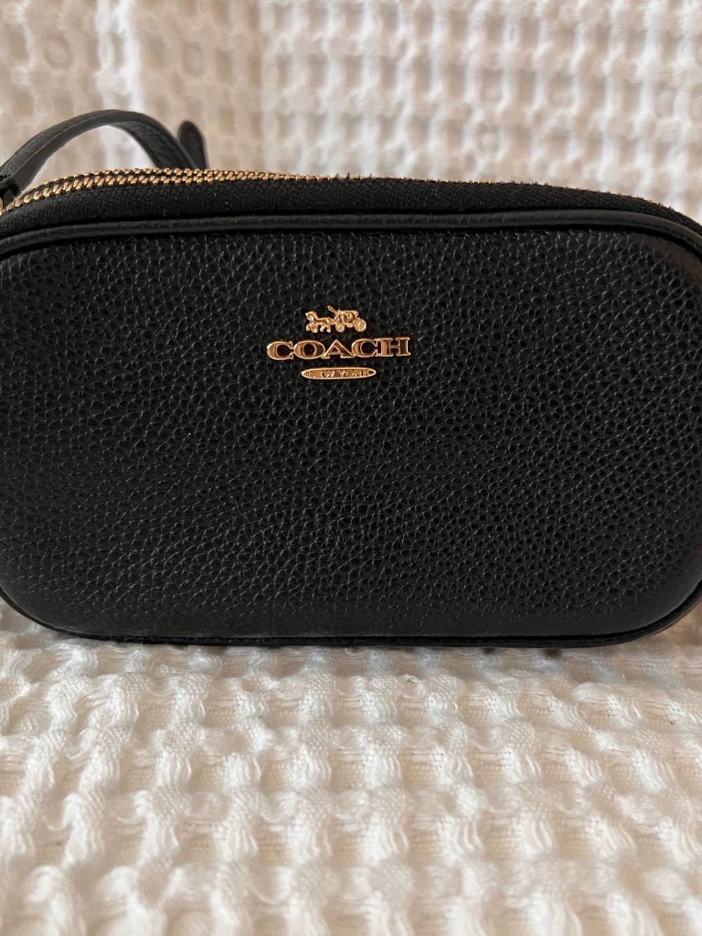 Coach Mini Double Zip Crossbody Pouch 53034 Pebbled Leather